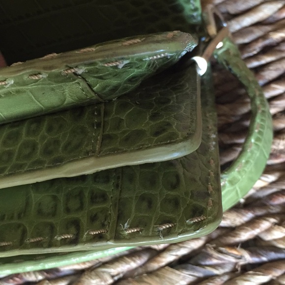 Ann Taylor handbag. Lime green moc croc embossed. - Picture 7 of 7